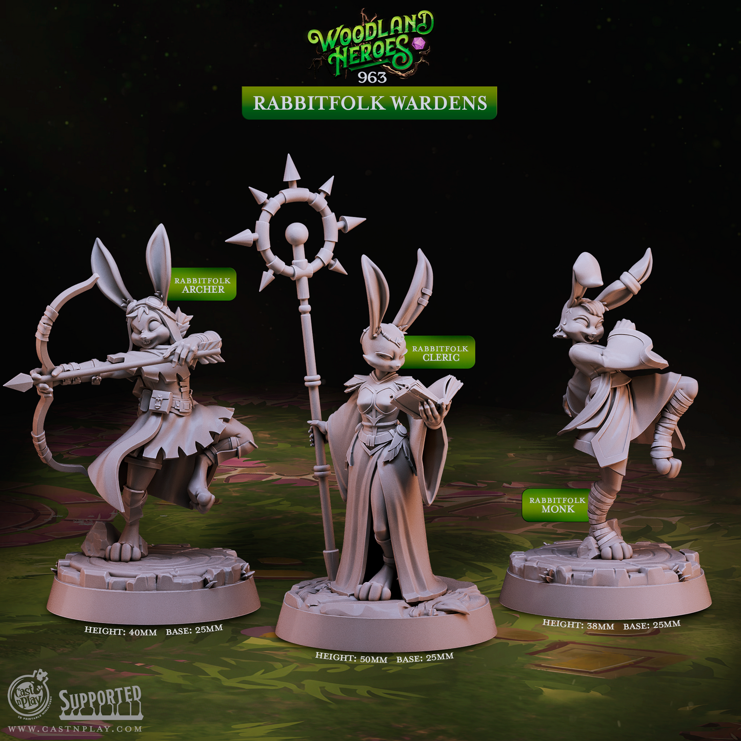 Rabbitfolk Wardens - Woodland Heroes | Cast N Play | Resin