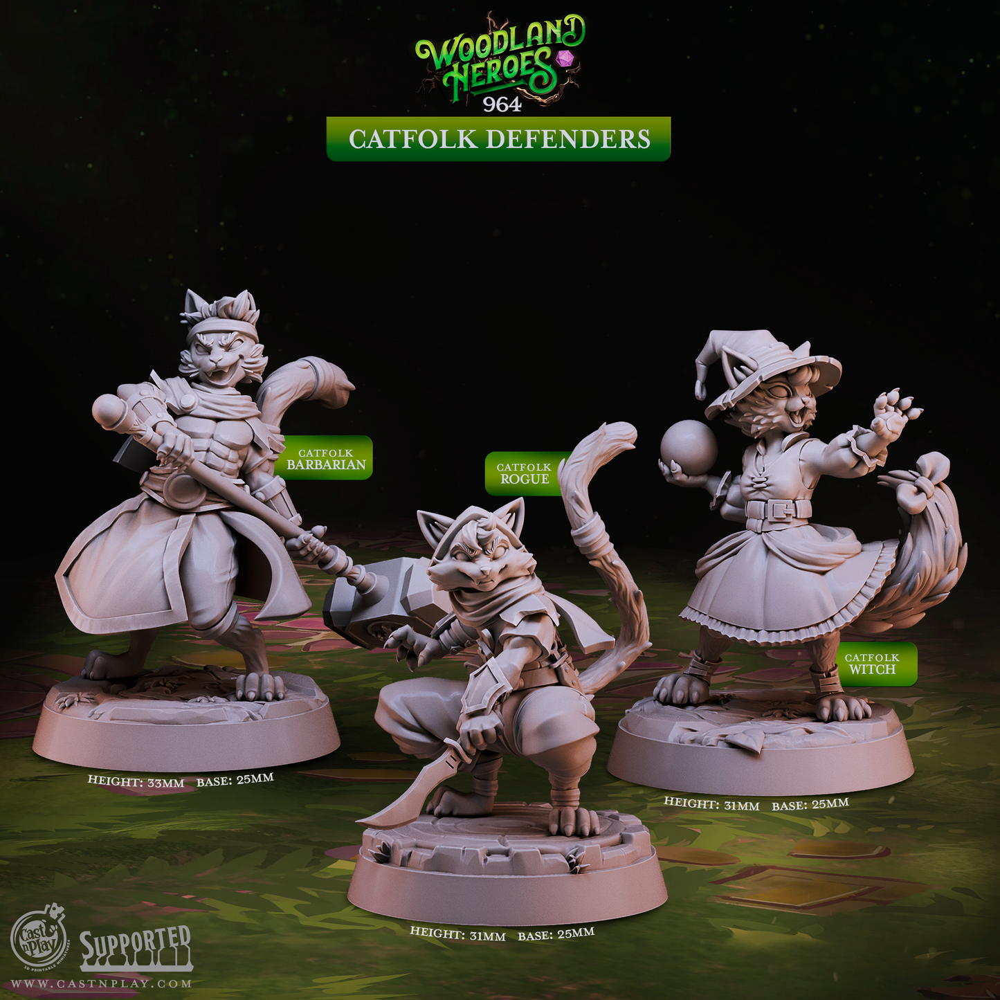 Catfolk Defenders - Woodland Heroes | Cast N Play | Resin