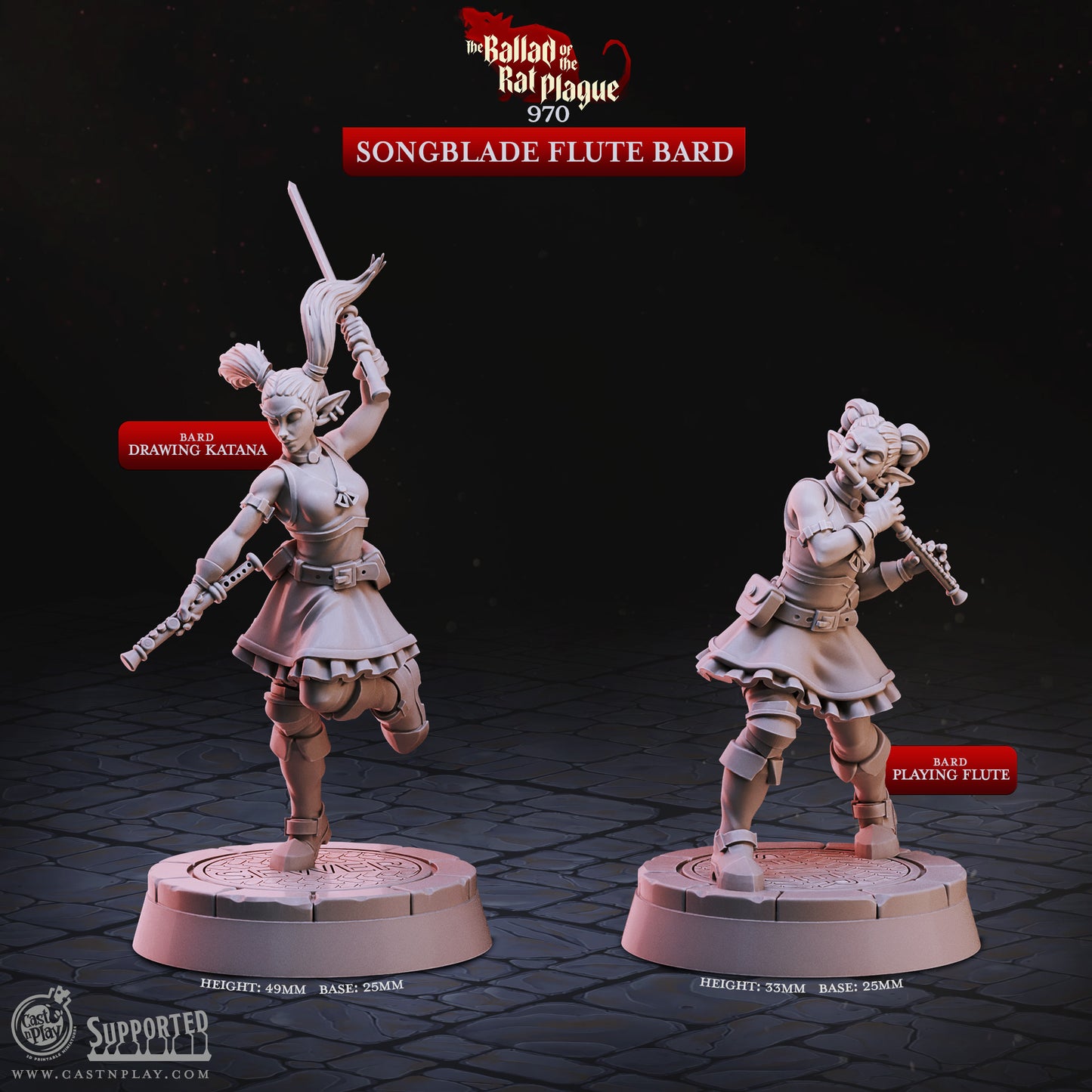 Songblade Flute Bard - Ballad of the Rat Plague | Cast N Play | Resin