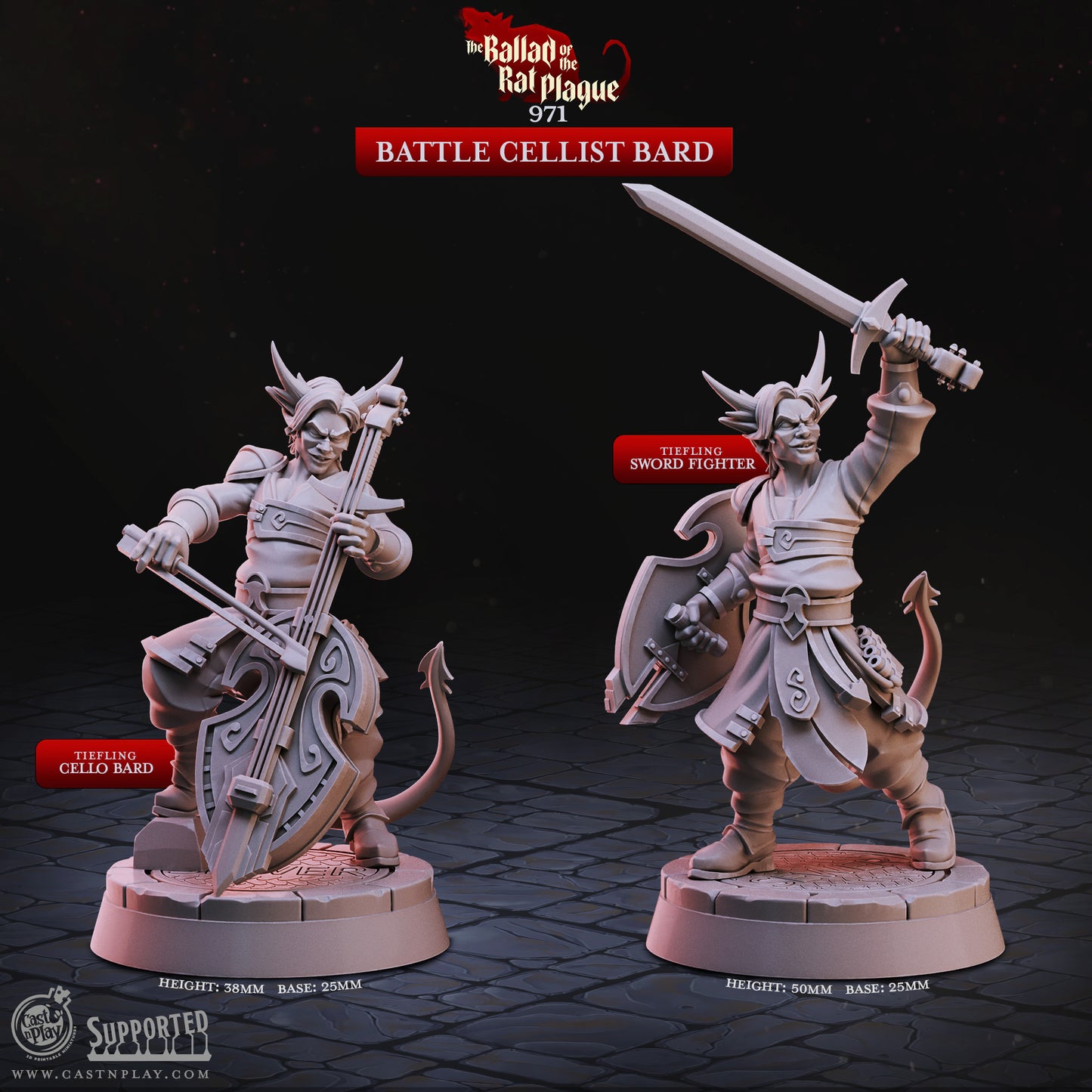 Battle Cellist Bard - Ballad of the Rat Plague | Cast N Play | Resin