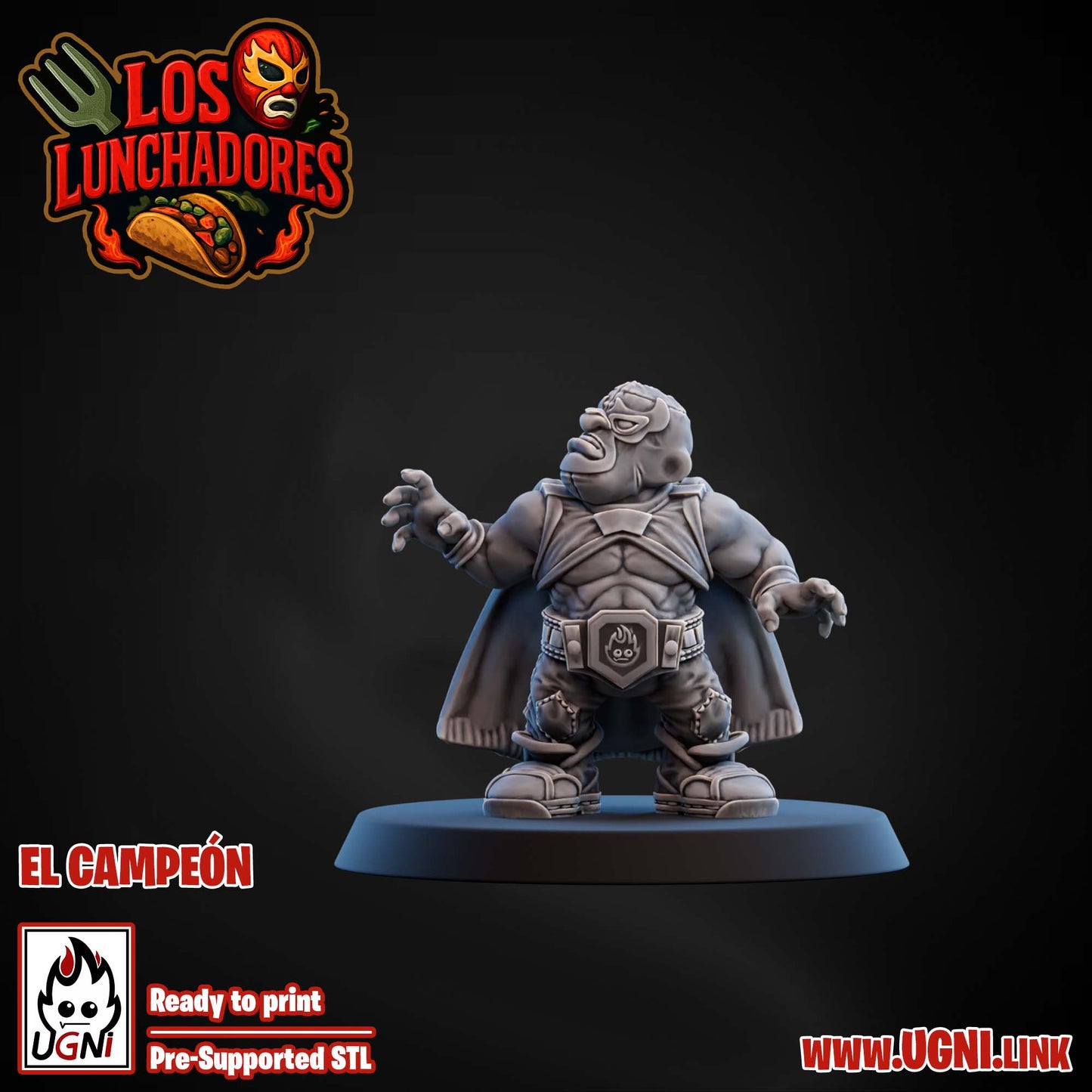 Los Lunchadores Halfling Team - El Campeon 02 (Hefty) | UGNI Miniatures | Resin