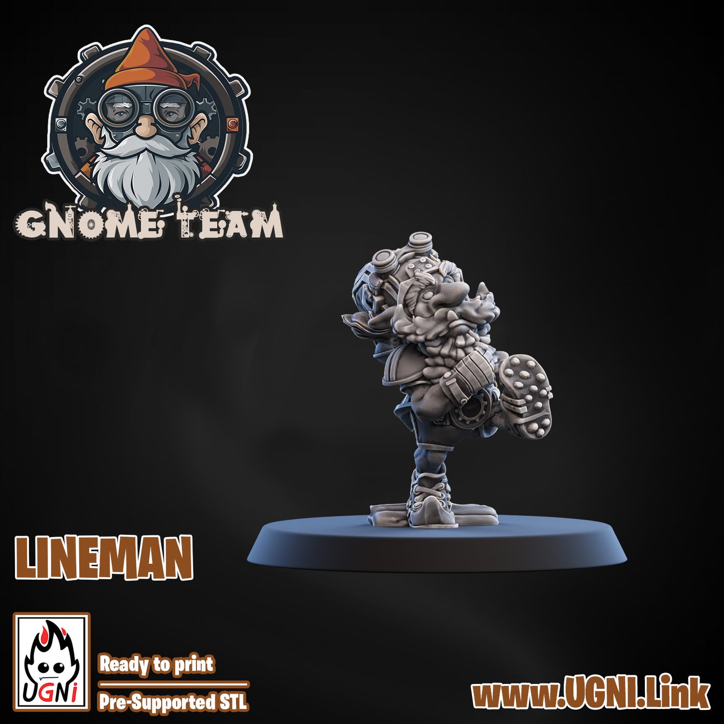 Gnome Team - Lineman 01 | UGNI Miniatures | Resin