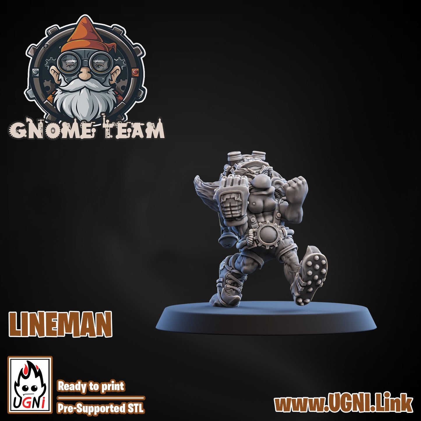 Gnome Team - Lineman 02 | UGNI Miniatures | Resin