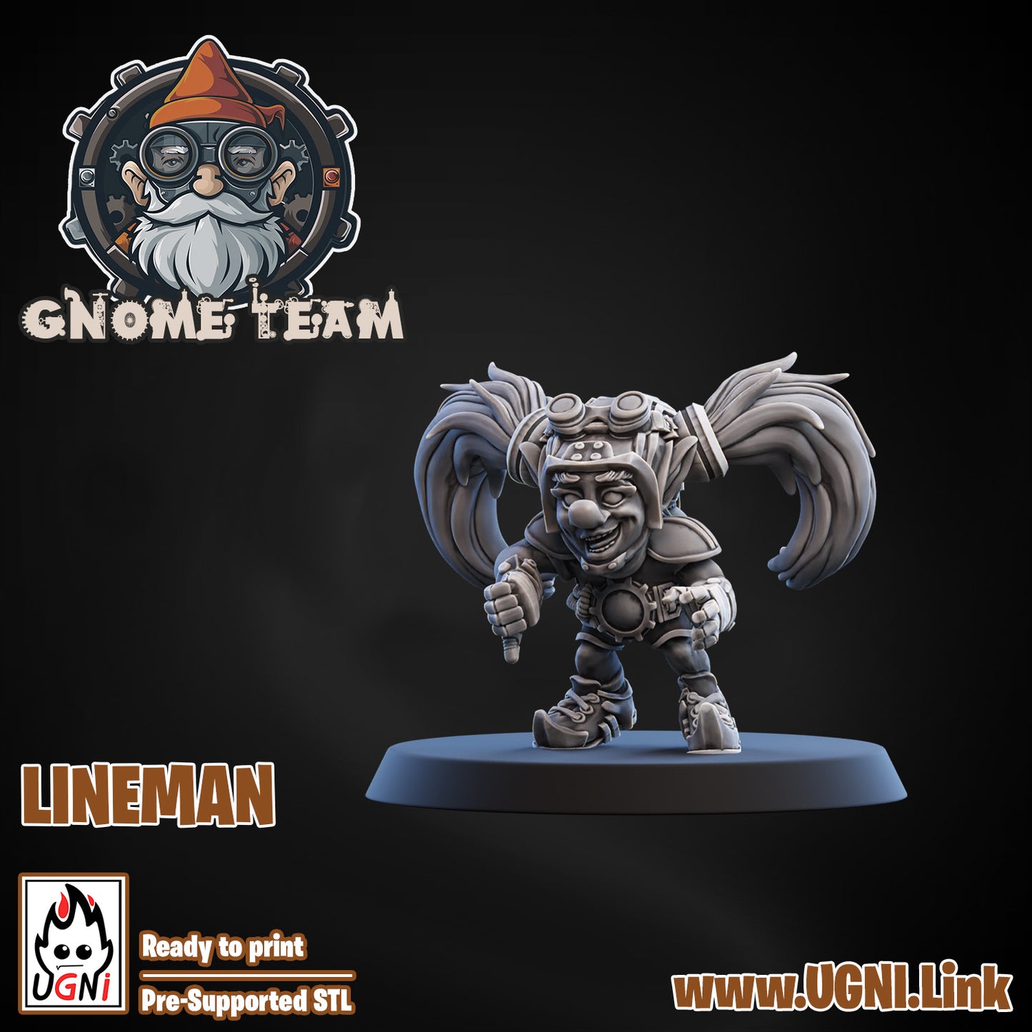 Gnome Team - Lineman 04 | UGNI Miniatures | Resin