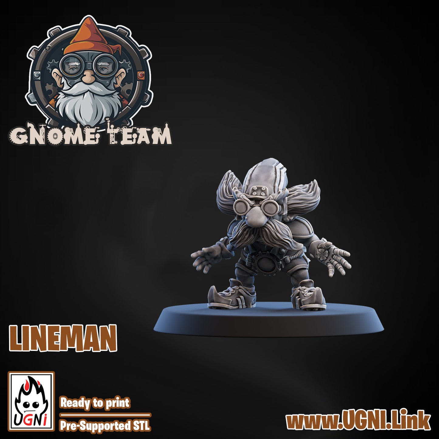 Gnome Team - Lineman 06 | UGNI Miniatures | Resin