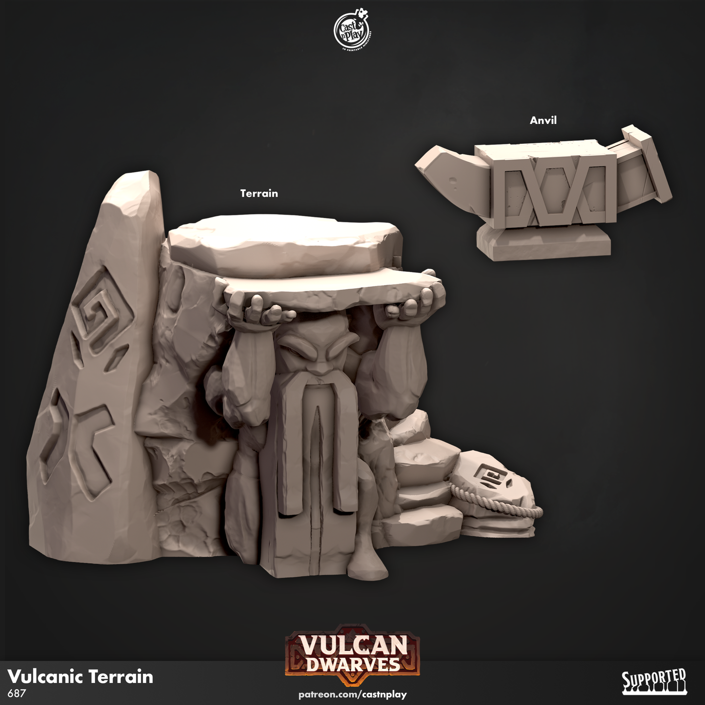 Vulcanic Terrain - Vulcan Dwarves | Cast N Play | Resin