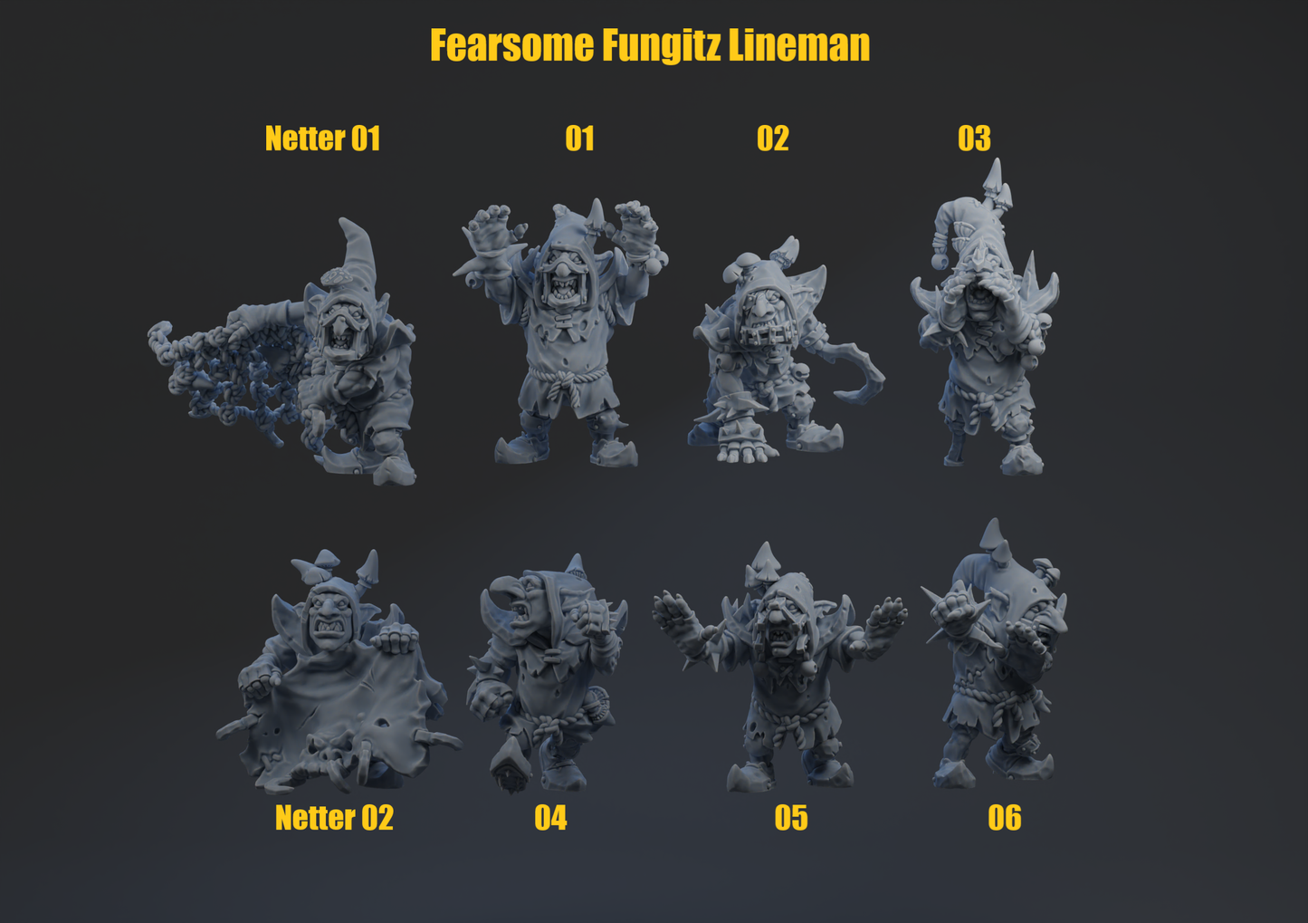 Fearsome Fungitz Night Goblin Team - Individual Models | Brutefun Miniatures | Resin