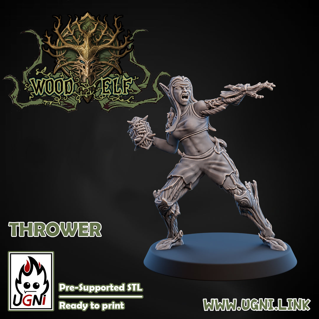 Wood Elf - Thrower 02 | UGNI Miniatures | Resin