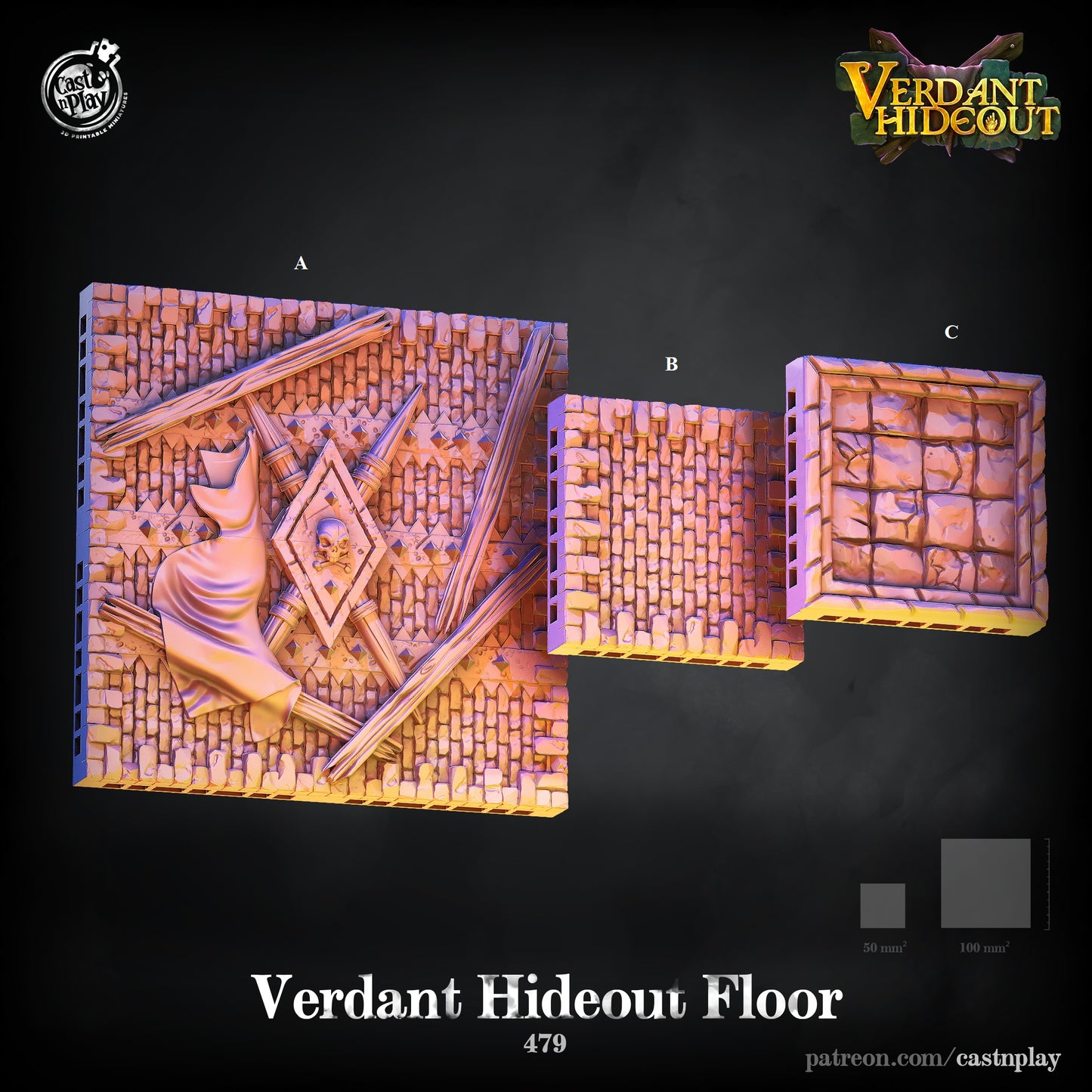 Hideout Floor Tiles - Verdant Company Hideout | Cast N Play | Resin
