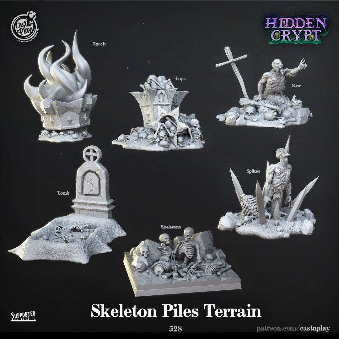 Skeleton Piles Terrain - Hidden Crypt | Cast N Play | Resin