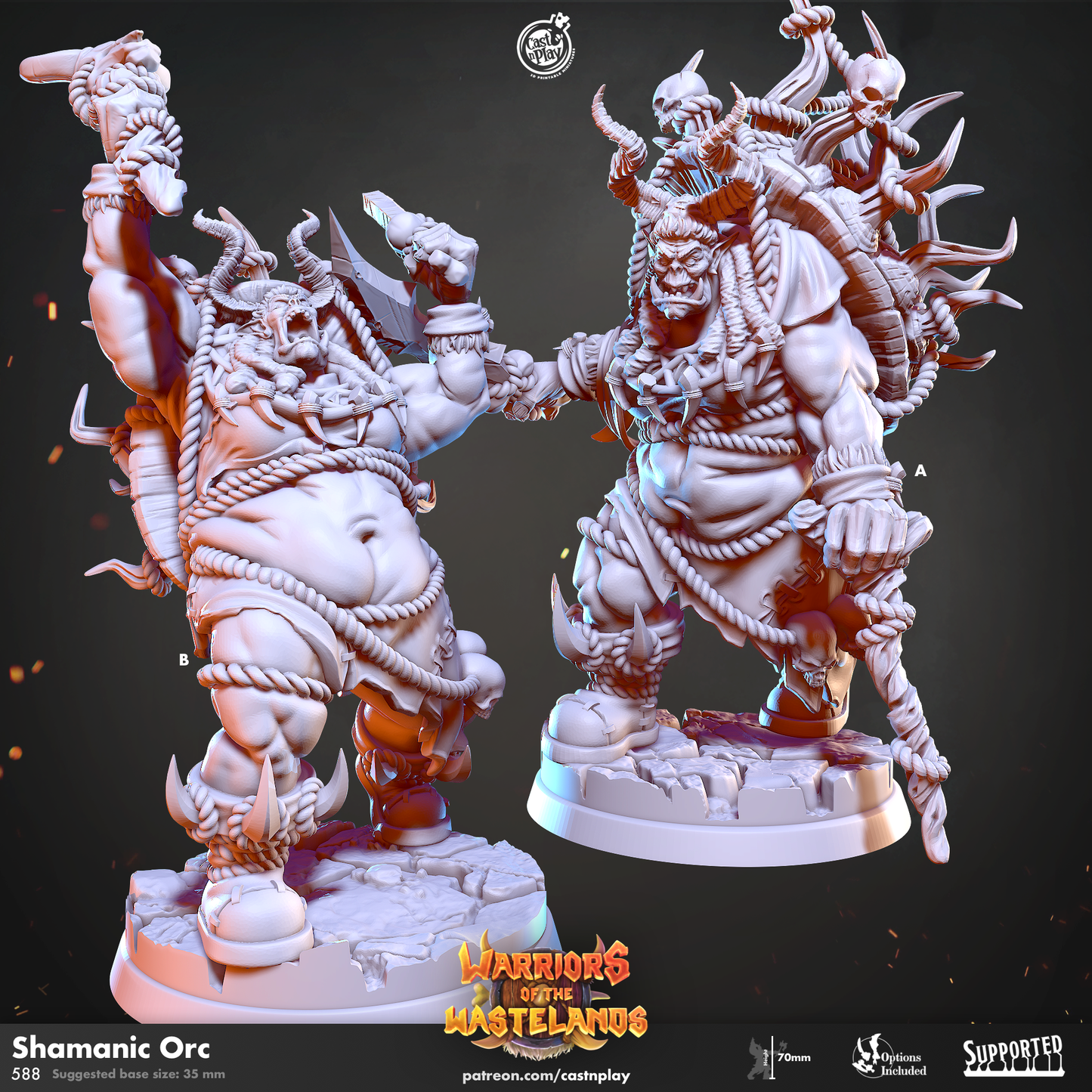 Shamanic Orc - Warriors of the Wastelands | Cast N Play | Resin