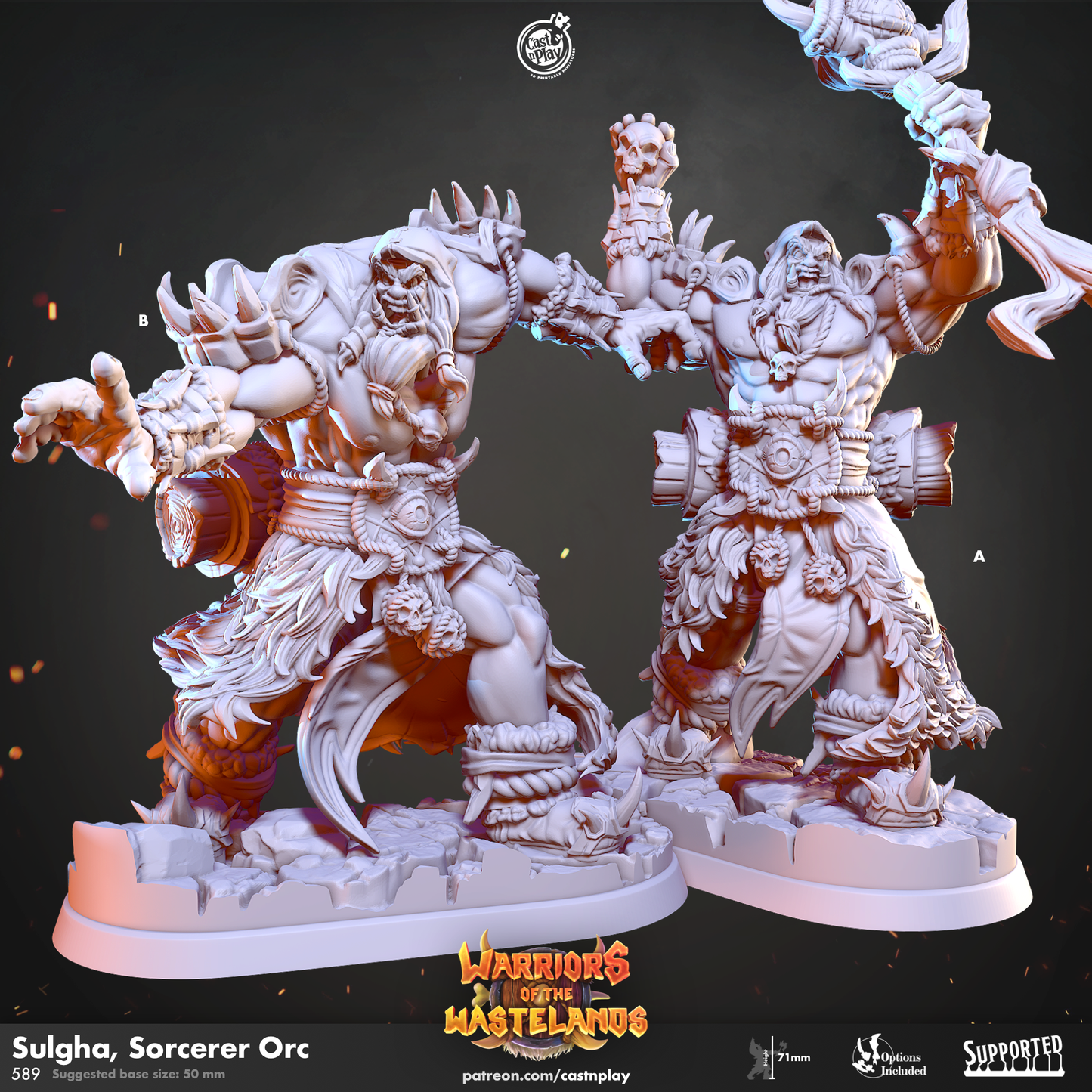 Sulgha, Sorcerer Orc - Warriors of the Wastelands | Cast N Play | Resin