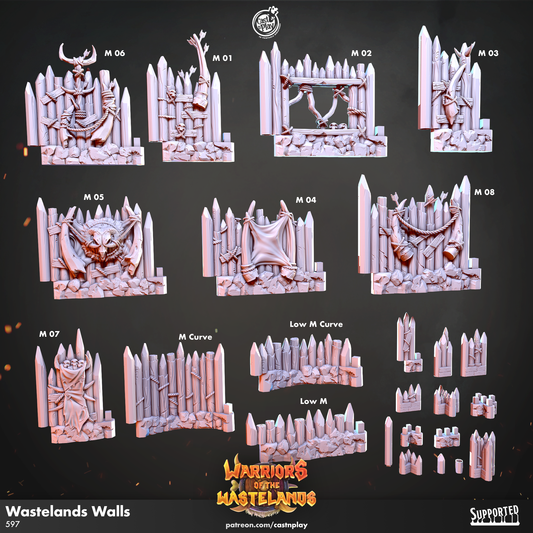 Wastelands Walls Terrain - Warriors of the Wastelands | Cast N Play | Resin