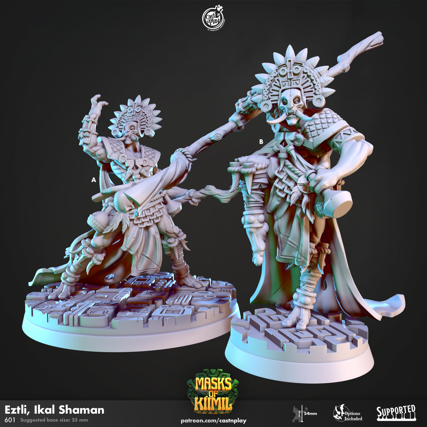 Eztli - Ikal Shaman - Masks of Kiimil | Cast N Play | Resin