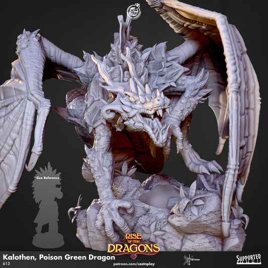 Kalothen - Poison Green Dragon - Rise of Dragons | Cast N Play | Resin