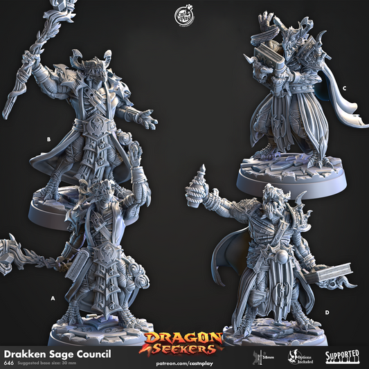 Drakken Sage Council - Dragon Seekers | Cast N Play | Resin