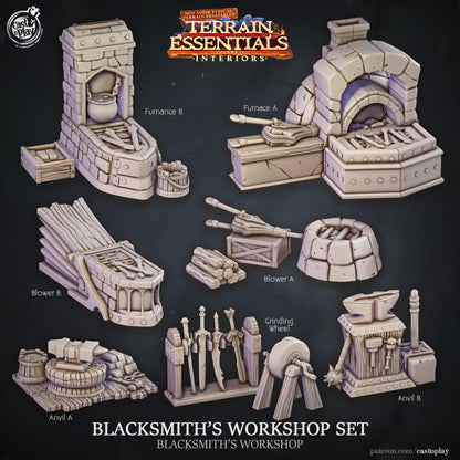 Blacksmith's Workshop Props - Terrain Essentials Interiors | Cast N Play | Resin