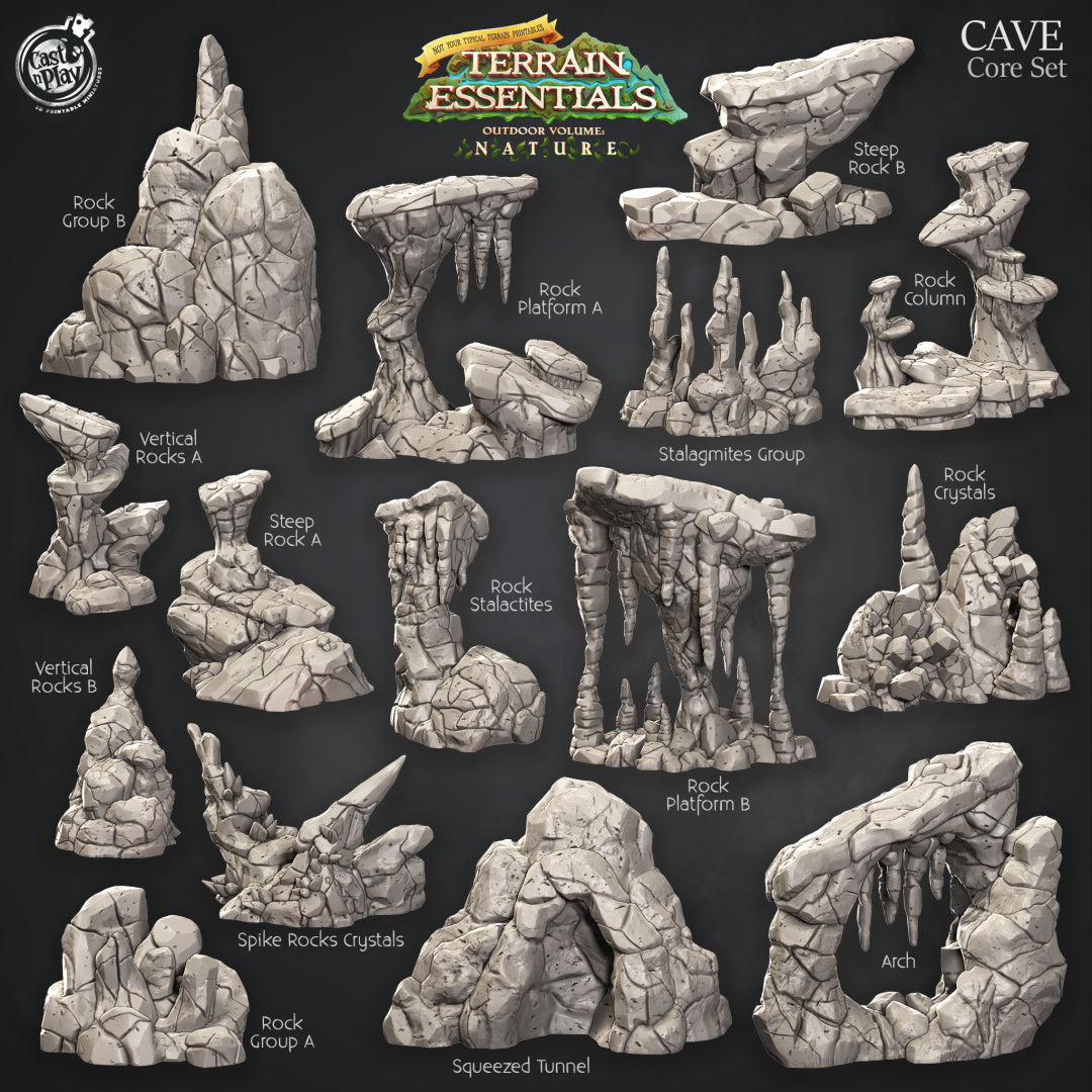 Cave Core Set - Terrain Essentials Outdoors | Cast N Play | Resin