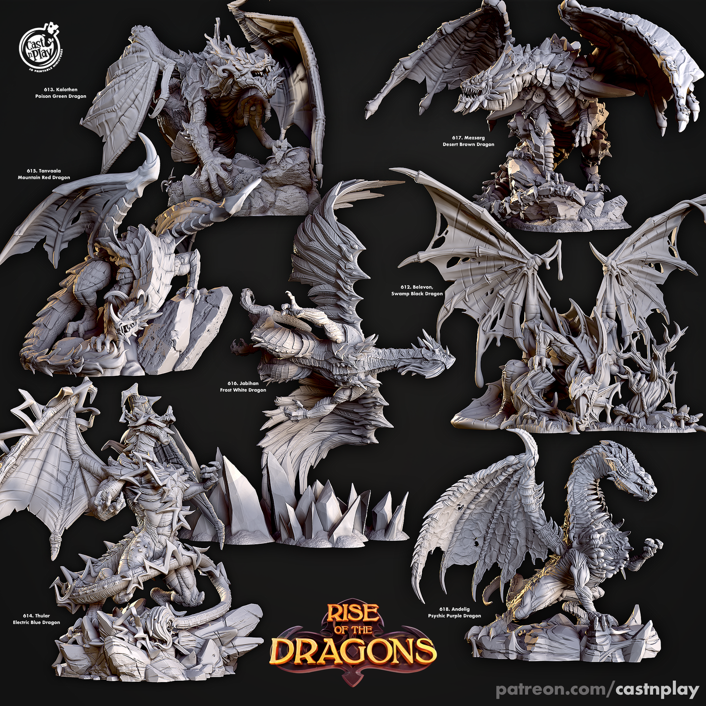 Andelig - Psychic Purple Dragon - Rise of Dragons | Cast N Play | Resin